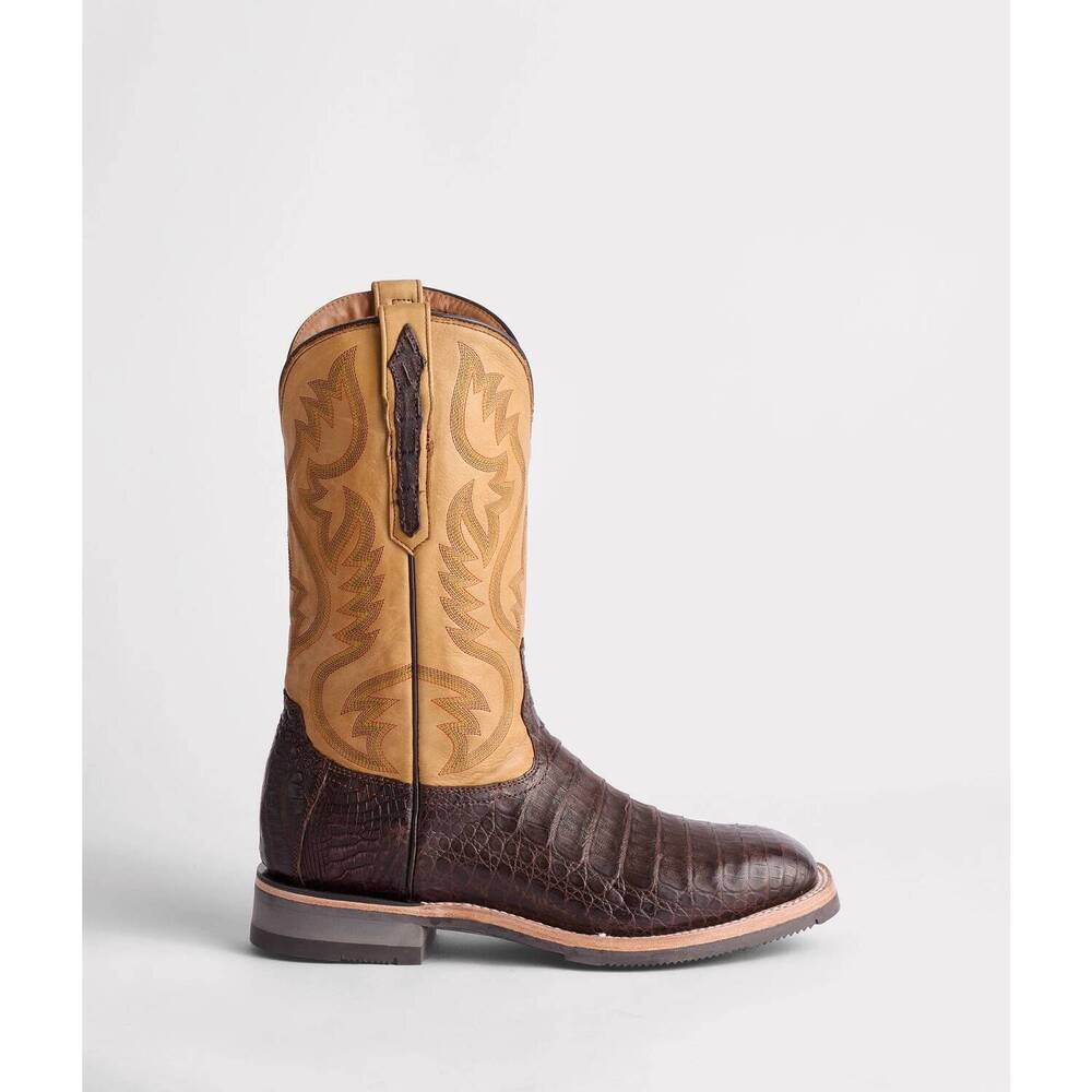 NEW LUCCHESE women's rowdy boots in caiman/chocolate